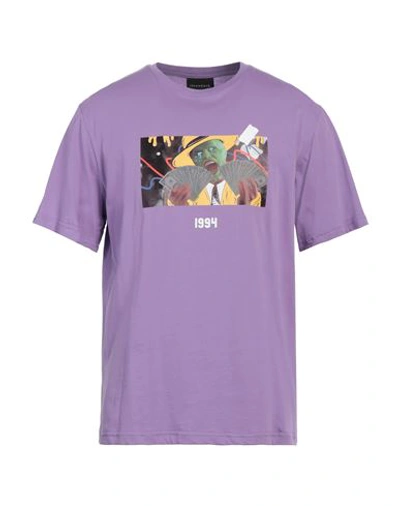 Shop Throwback . Man T-shirt Light Purple Size M Cotton