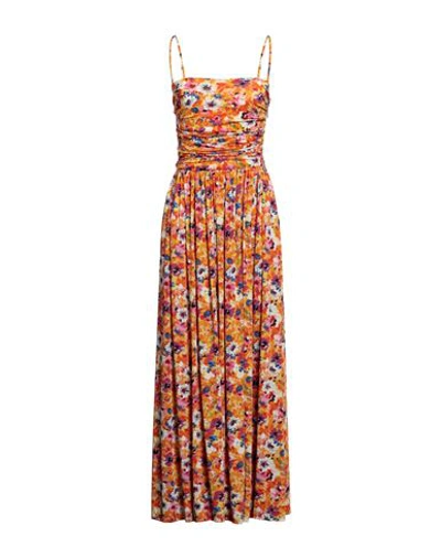 Shop Msgm Woman Maxi Dress Orange Size 4 Viscose, Elastane