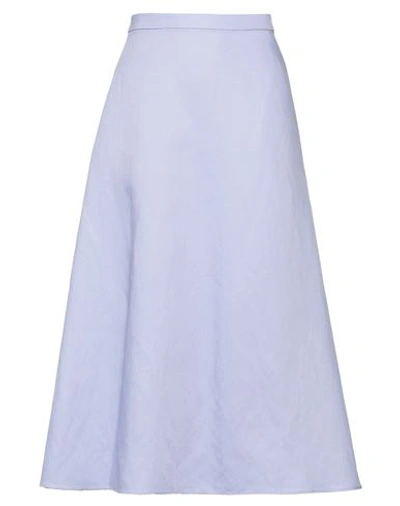 Shop Rochas Woman Midi Skirt Lilac Size 8 Rayon, Linen In Purple