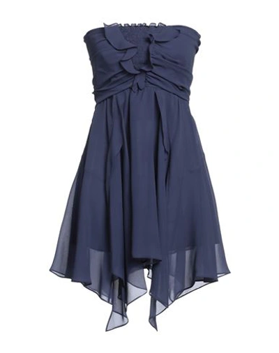 Shop Isabel Marant Woman Mini Dress Navy Blue Size 6 Silk
