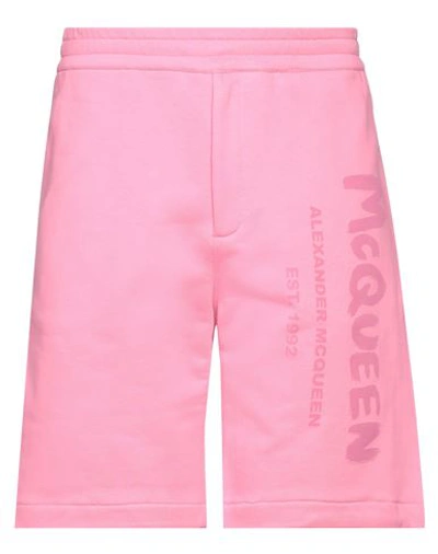 Shop Alexander Mcqueen Man Shorts & Bermuda Shorts Pink Size Xl Cotton