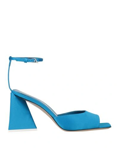 Shop Attico The  Woman Sandals Turquoise Size 8 Textile Fibers In Blue