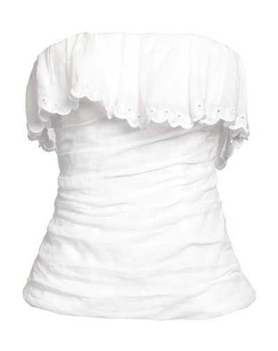 Shop Isabel Marant Woman Top White Size 10 Ramie