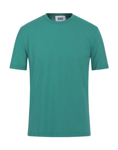 Alpha Studio Man T-shirt Green Size 40 Cotton, Elastane In Green