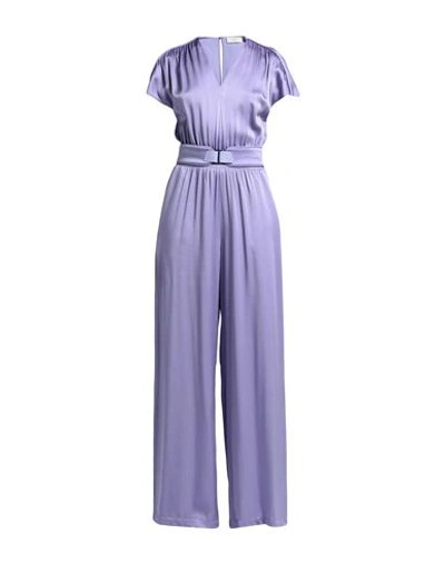Shop Agnona Woman Jumpsuit Light Purple Size 10 Viscose, Acetate, Lambskin