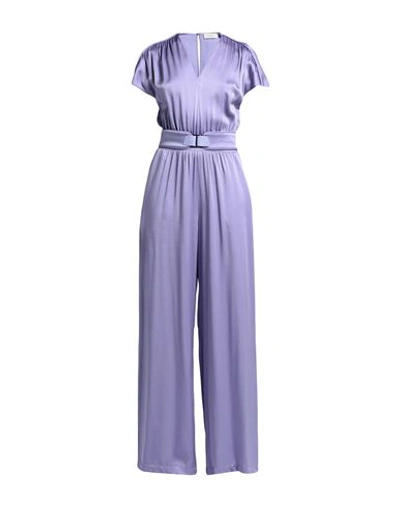 Agnona Woman Jumpsuit Mauve Size 10 Viscose, Acetate, Lambskin In Purple