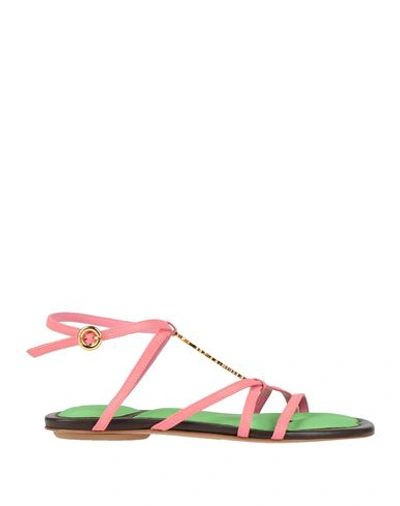 Shop Jacquemus Woman Sandals Pink Size 8 Soft Leather