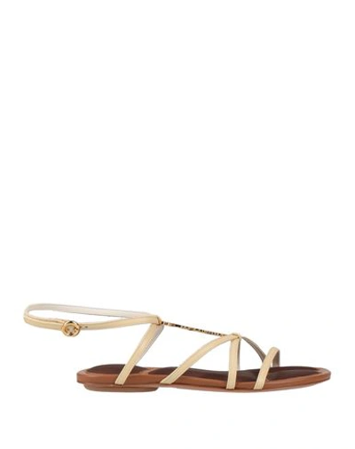 Shop Jacquemus Woman Sandals Cream Size 6 Soft Leather In White
