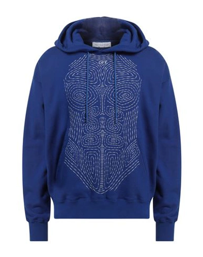 Shop Off-white Man Sweatshirt Bright Blue Size L Cotton, Elastane