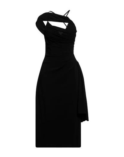 Shop Jacquemus Woman Midi Dress Black Size 8 Virgin Wool, Polyamide, Elastane