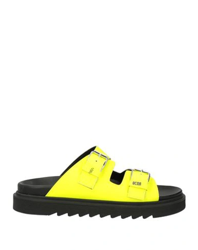 Shop Gcds Man Sandals Yellow Size 7 Textile Fibers