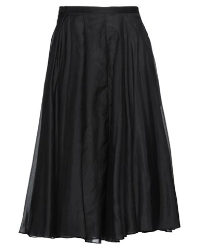 Shop Rochas Woman Midi Skirt Black Size 4 Cotton, Silk