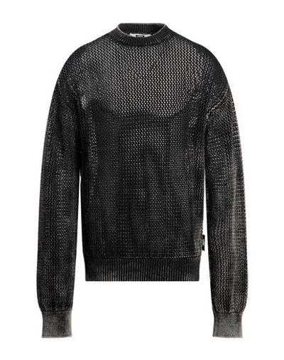 Msgm Man Sweater Black Size L Cotton In Black