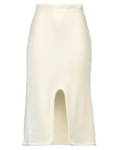 Shop Jil Sander Woman Midi Skirt Ivory Size 4 Viscose, Virgin Wool, Polyamide, Elastane In White