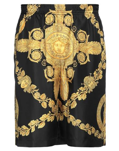Versace Baroque-pattern Print Shorts In Black