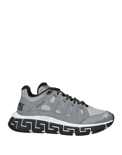 Shop Versace Man Sneakers Silver Size 7 Textile Fibers