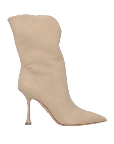Shop Aquazzura Woman Ankle Boots Beige Size 7.5 Soft Leather