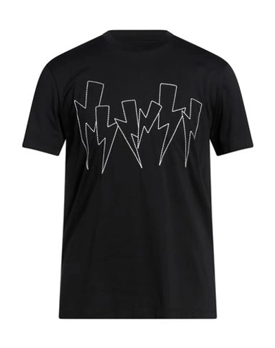 Shop Neil Barrett Man T-shirt Black Size Xxl Cotton