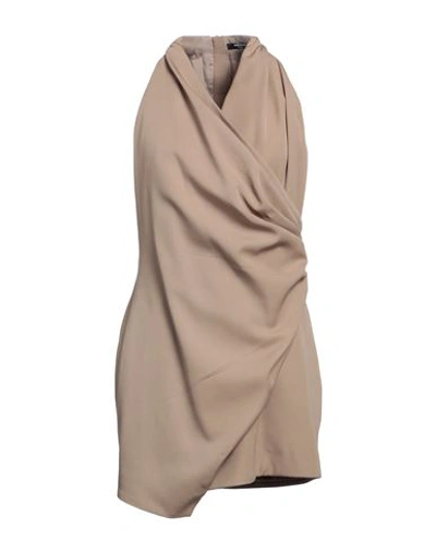 Shop Balmain Woman Mini Dress Sand Size 10 Wool In Beige