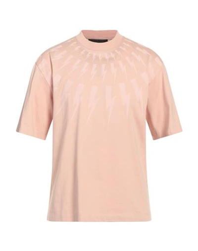 Shop Neil Barrett Man T-shirt Pink Size M Cotton