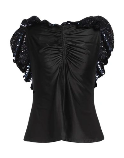 Rabanne Woman Top Navy Size 10 Viscose, Elastane, Polyamide, Polyester In Navy Blue