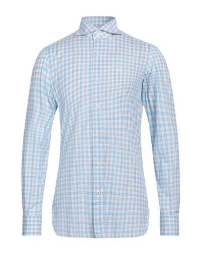 Shop Isaia Man Shirt Sky Blue Size 15 ½ Cotton