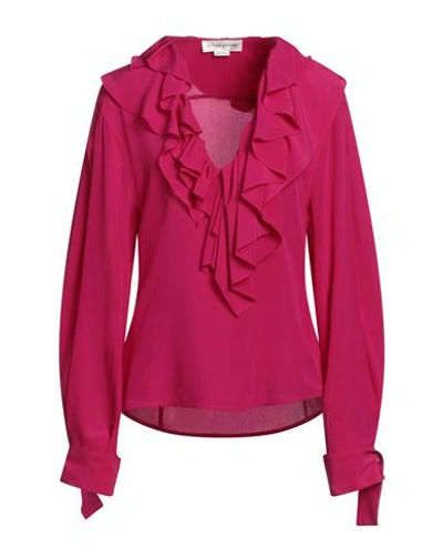 Shop Victoria Beckham Woman Top Fuchsia Size 8 Silk, Polyester In Pink