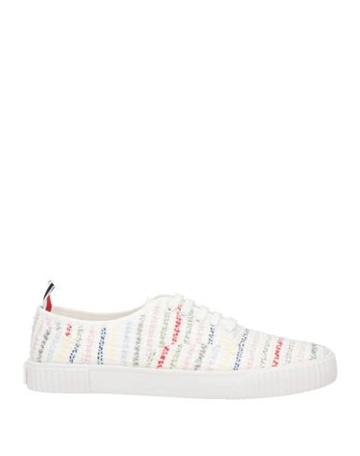 Shop Thom Browne Man Sneakers White Size 8.5 Textile Fibers