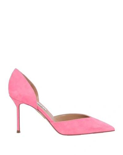 Shop Aquazzura Woman Pumps Pink Size 7.5 Soft Leather