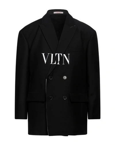 Shop Valentino Garavani Man Blazer Black Size 40 Virgin Wool, Silk, Polyamide, Cotton