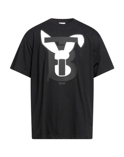 Shop Burberry Man T-shirt Black Size L Cotton, Elastane