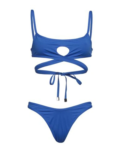 Shop Attico The  Woman Bikini Bright Blue Size L Nylon, Elastane