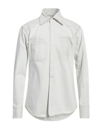 Shop Maison Margiela Man Denim Shirt Light Grey Size 17 Cotton