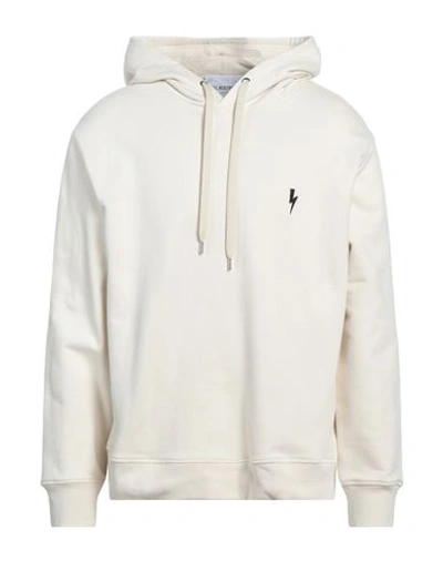 Shop Neil Barrett Man Sweatshirt Ivory Size Xxl Cotton, Elastane In White
