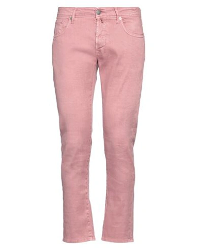 Shop Incotex Man Pants Pastel Pink Size 33 Linen, Cotton, Elastane