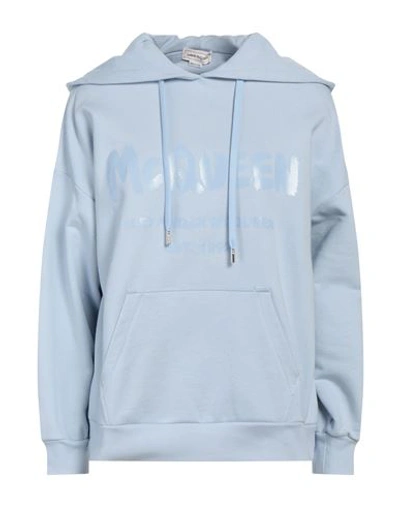 Shop Alexander Mcqueen Woman Sweatshirt Sky Blue Size 6 Cotton