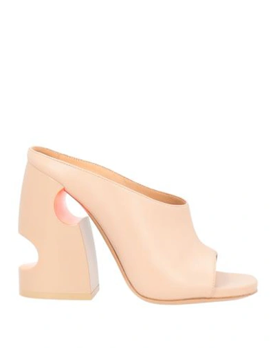 Off-white Woman Thong Sandal Blush Size 7 Soft Leather In Pink