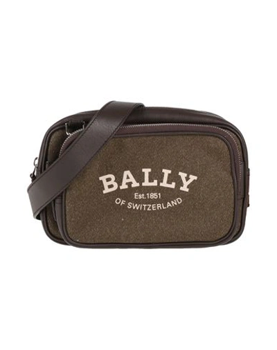 Shop Bally Man Cross-body Bag Military Green Size - Soft Leather, Textile Fibers