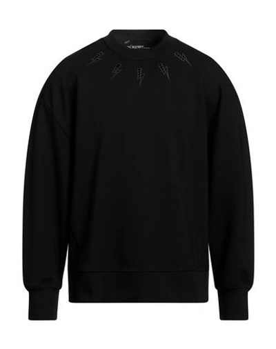 Shop Neil Barrett Man Sweatshirt Black Size Xxl Viscose, Polyamide, Elastane