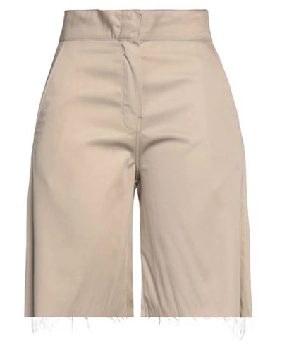 Shop Palm Angels Woman Shorts & Bermuda Shorts Sand Size M Polyester, Cotton In Beige
