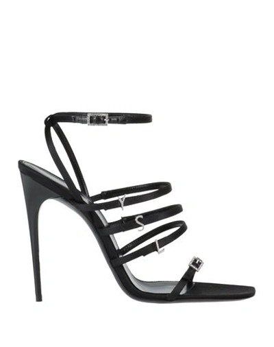 Shop Saint Laurent Woman Sandals Black Size 8 Textile Fibers