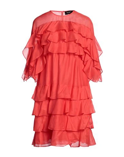 Shop Rochas Woman Mini Dress Red Size 6 Cotton, Silk