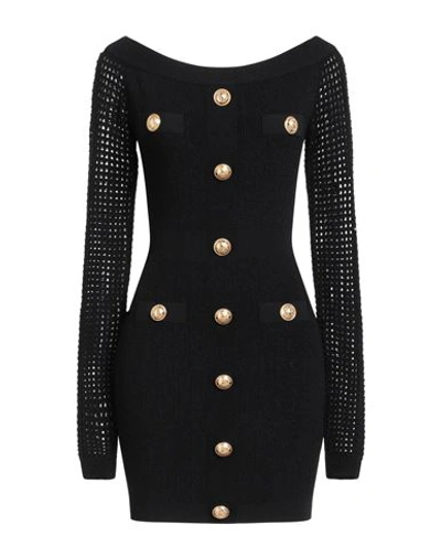 Shop Balmain Woman Mini Dress Black Size 8 Viscose, Polyester