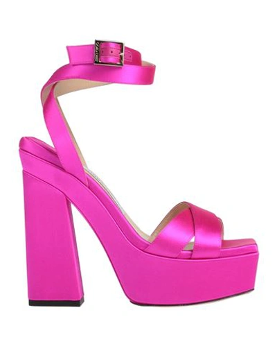 Shop Jimmy Choo Woman Sandals Fuchsia Size 8 Textile Fibers In Pink