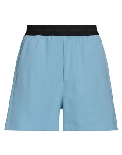 Shop Msgm Woman Shorts & Bermuda Shorts Light Blue Size 6 Virgin Wool, Elastane