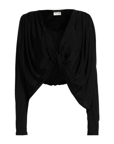 Shop Saint Laurent Woman Top Black Size 8 Viscose