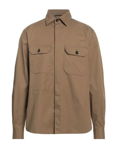 Shop Zegna Man Shirt Military Green Size Xl Cotton