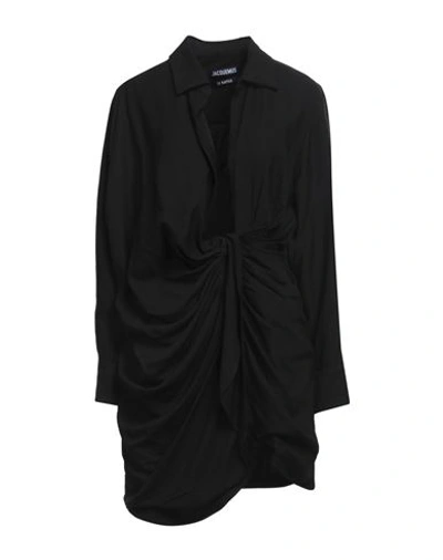 Shop Jacquemus Woman Mini Dress Black Size 6 Viscose, Polyester