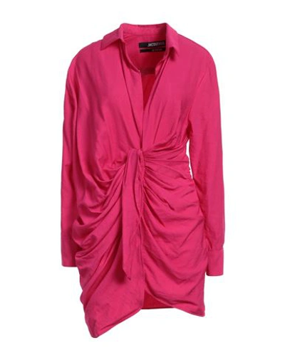 Shop Jacquemus Woman Mini Dress Fuchsia Size 6 Viscose, Polyester In Pink