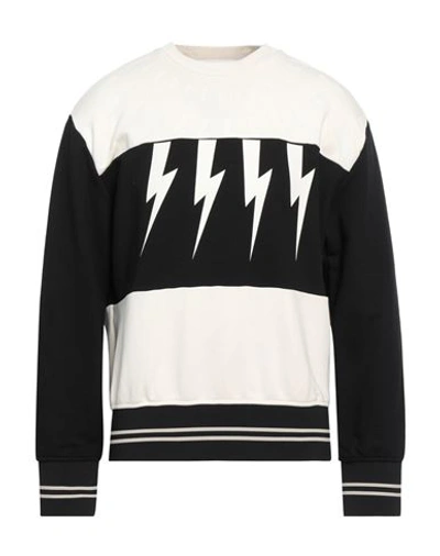 Shop Neil Barrett Man Sweatshirt Ivory Size Xl Cotton, Elastane, Polyester, Polyamide In White